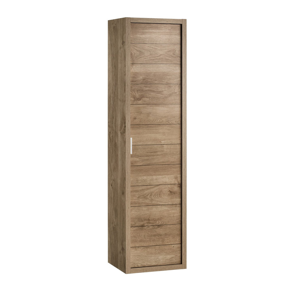 16" Tall Side Cabinet, Wall Mount, 1 Door whit Handle and Soft Close and Reversible Opening, Oak, Serie Tino by VALENZUELA