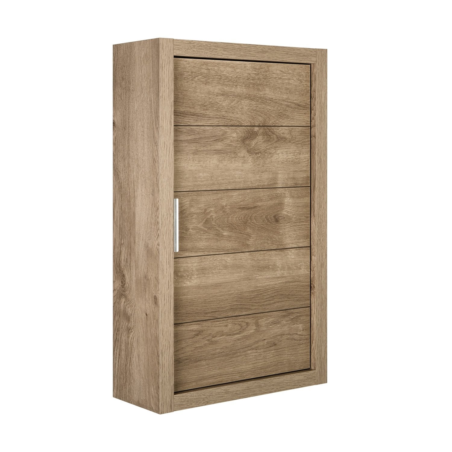 16" Small Side Cabinet, Wall Mount, 1 Door with Handle and Soft Close and Reversible Opening, Oak, Serie Tino by VALENZUELA
