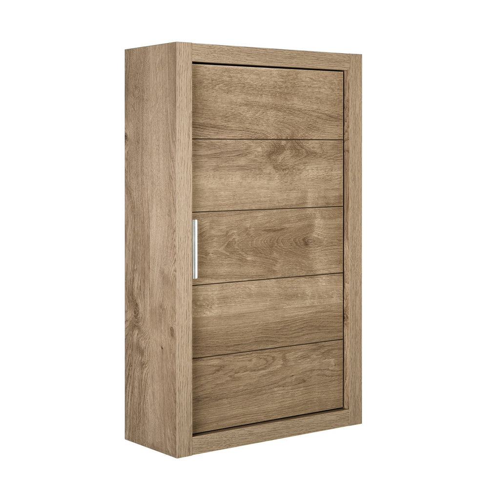 16" Small Side Cabinet, Wall Mount, 1 Door with Handle and Soft Close and Reversible Opening, Oak, Serie Tino by VALENZUELA