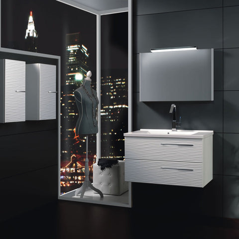 28" Single Vanity, Wall Mount, 2 Drawers with Soft Close, White Glossy, Serie Dune by VALENZUELA