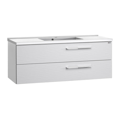48" Single Vanity, Wall Mount, 2 Drawers with Soft Close, White Glossy, Serie Dune by VALENZUELA