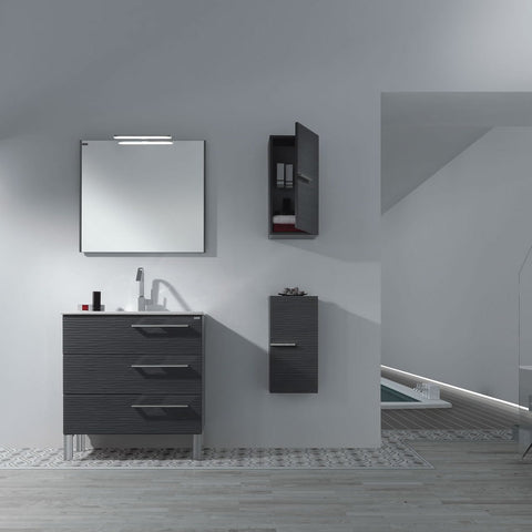 48" Single Vanity, Floor Mount, 3 Drawers with Soft Close, Grey, Serie Dune by VALENZUELA
