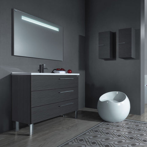 32" Single Vanity, Floor Mount, 3 Drawers with Soft Close, Grey, Serie Dune by VALENZUELA