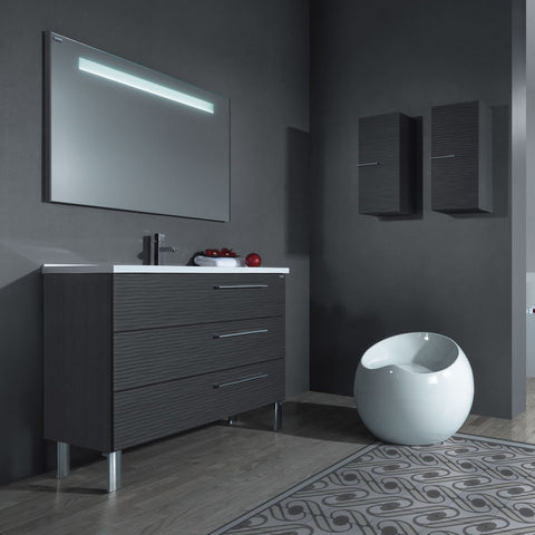 28" Single Vanity, Floor Mount, 3 Drawers with Soft Close, Grey, Serie Dune by VALENZUELA