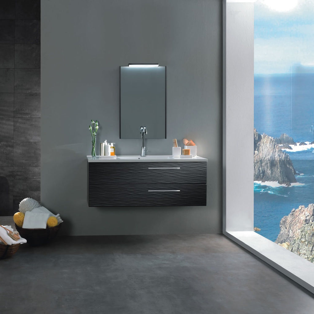 48" Single Vanity, Wall Mount, 2 Drawers with Soft Close, Grey, Serie Dune by VALENZUELA