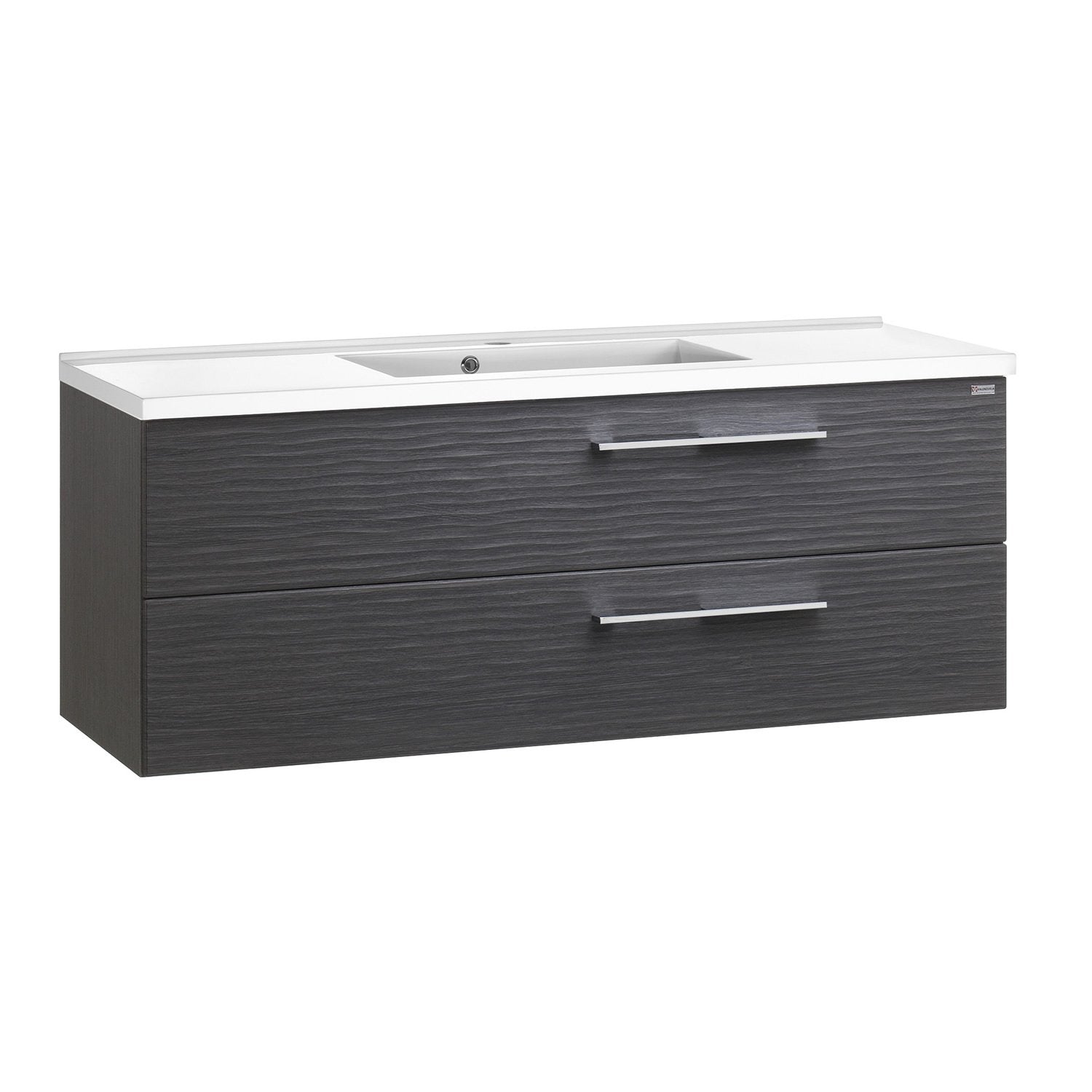 48" Single Vanity, Wall Mount, 2 Drawers with Soft Close, Grey, Serie Dune by VALENZUELA