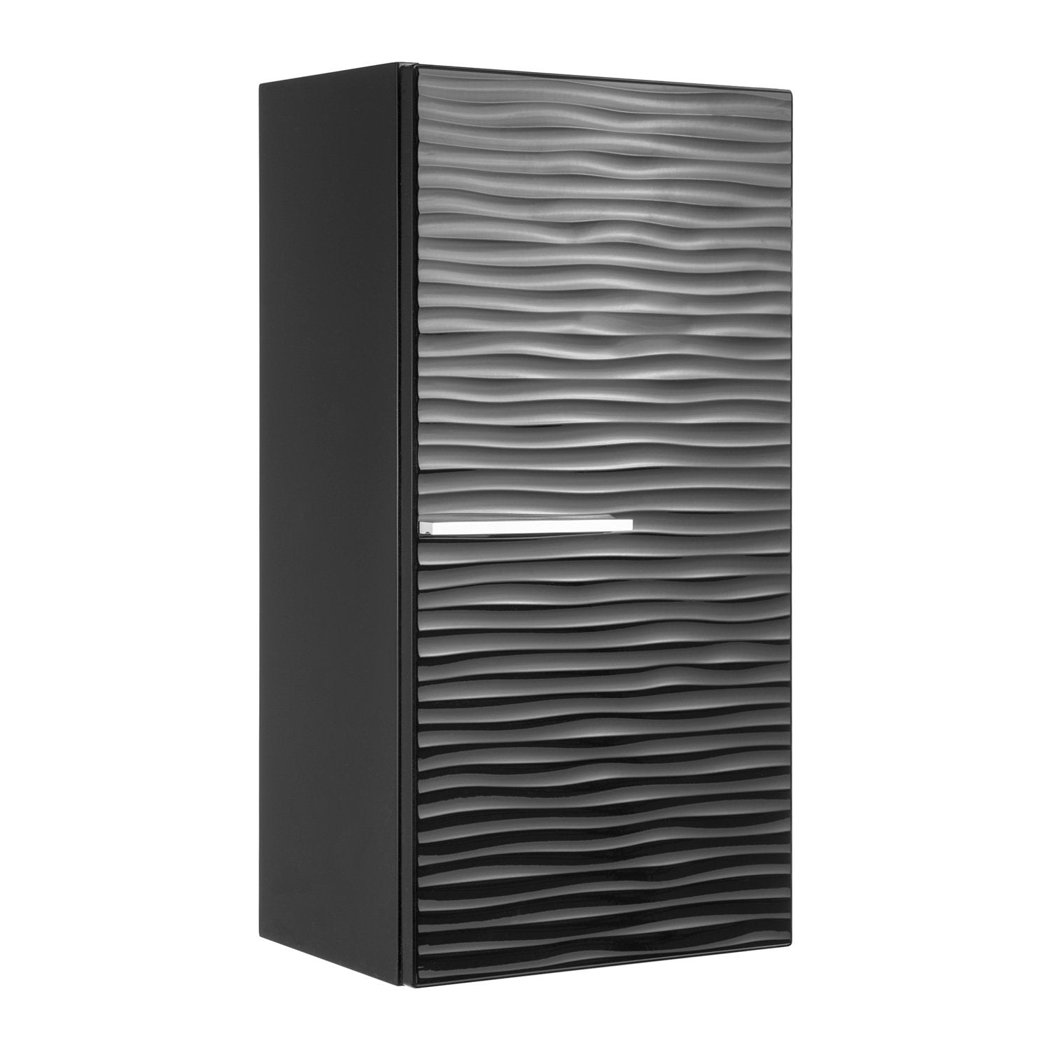 16" Small Side Cabinet, Wall Mount, 1 Door whit Handle and Soft Close and Right Opening, Black, Serie Dune by VALENZUELA