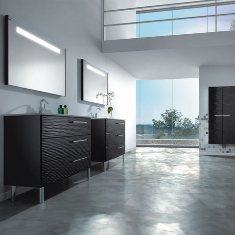 32" Single Vanity, Floor Mount, 3 Drawers with Soft Close, Black Glossy, Serie Dune by VALENZUELA