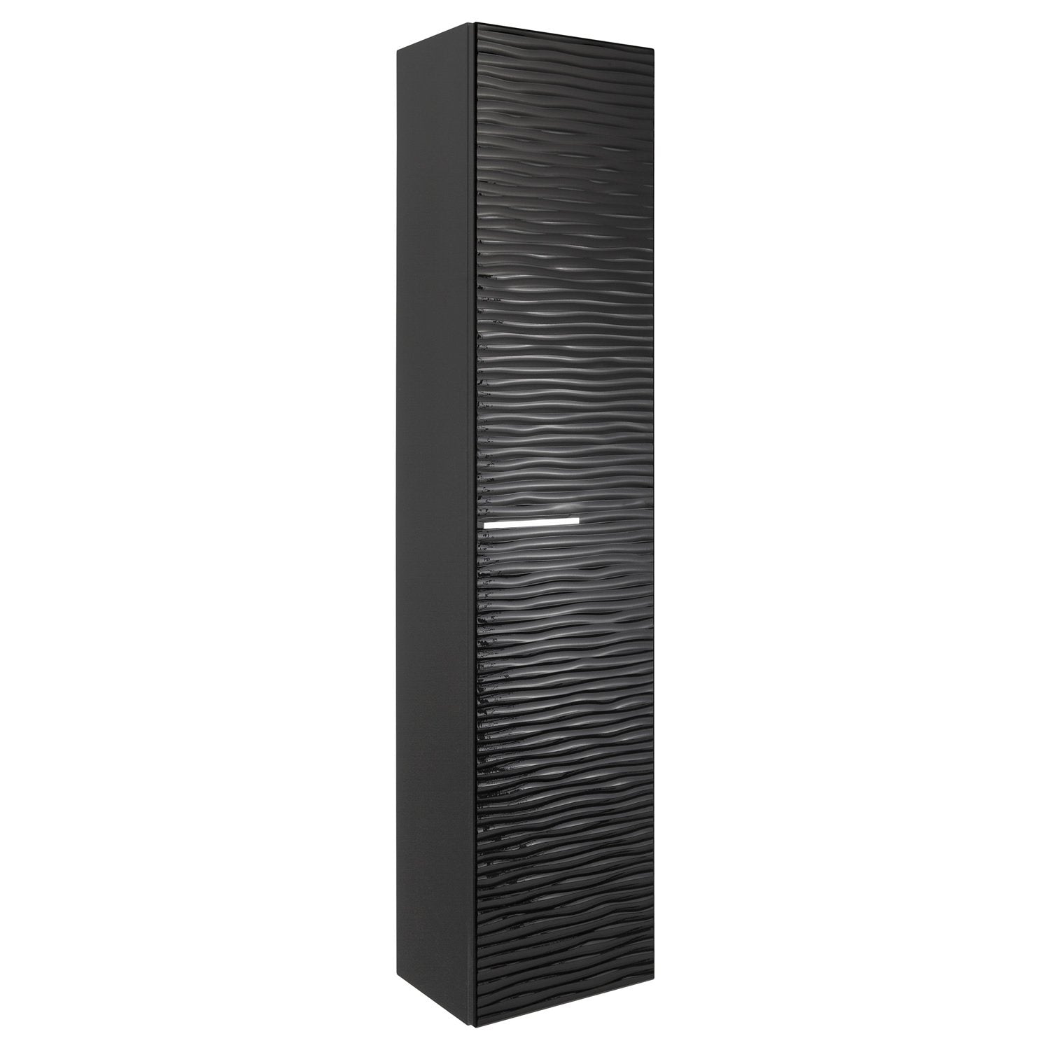 16" Tall Side Cabinet, Wall Mount, 1 Door whit Handle and Soft Close and Reversible Opening, Black, Serie Dune by VALENZUELA