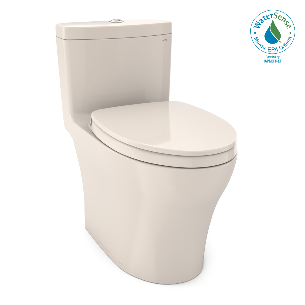 TOTO® Aquia® IV One-Piece Elongated Dual Flush 1.28 and 0.8 GPF Universal Height, WASHLET®+ Ready Toilet with CEFIONTECT®, Sedona Beige- MS646124CEMFG#12