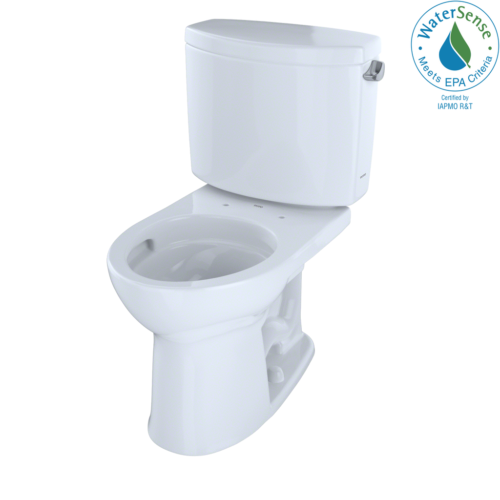 TOTO® Drake® II Two-Piece Round 1.28 GPF Universal Height Toilet with CeFiONtect™ and Right-Hand Trip Lever, Cotton White - CST453CEFRG#01