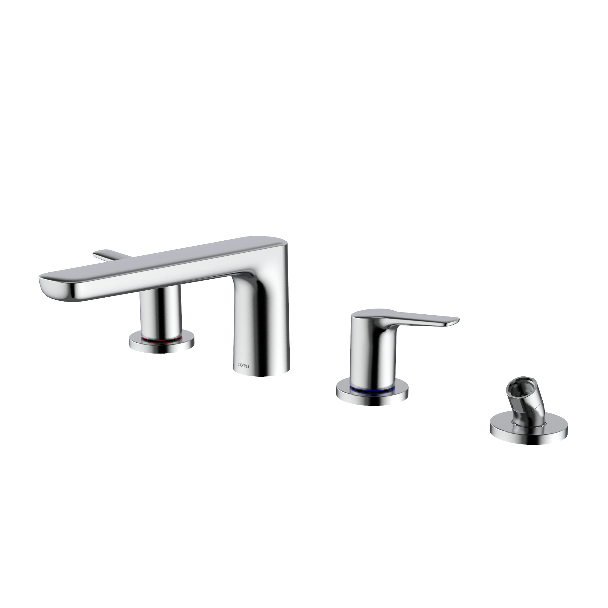 TOTO® GS Four-hole Deck-Mount Roman Tub Filler Trim with Handshower, Polished Chrome - TBG03202U#CP