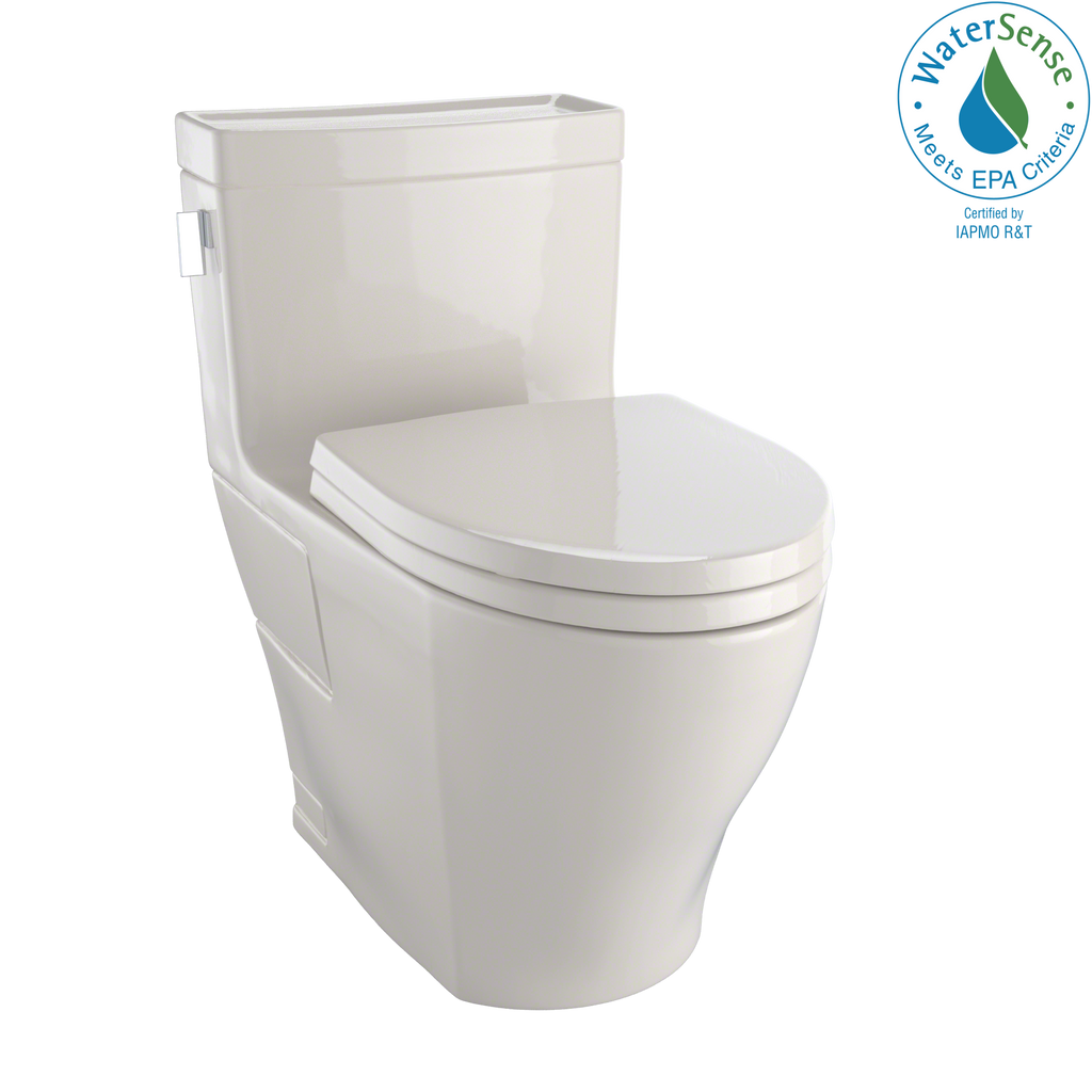 TOTO® Legato WASHLET+ One-Piece Elongated 1.28 GPF Universal Height Skirted Toilet with CEFIONTECT, Bone - MS624124CEFG#03