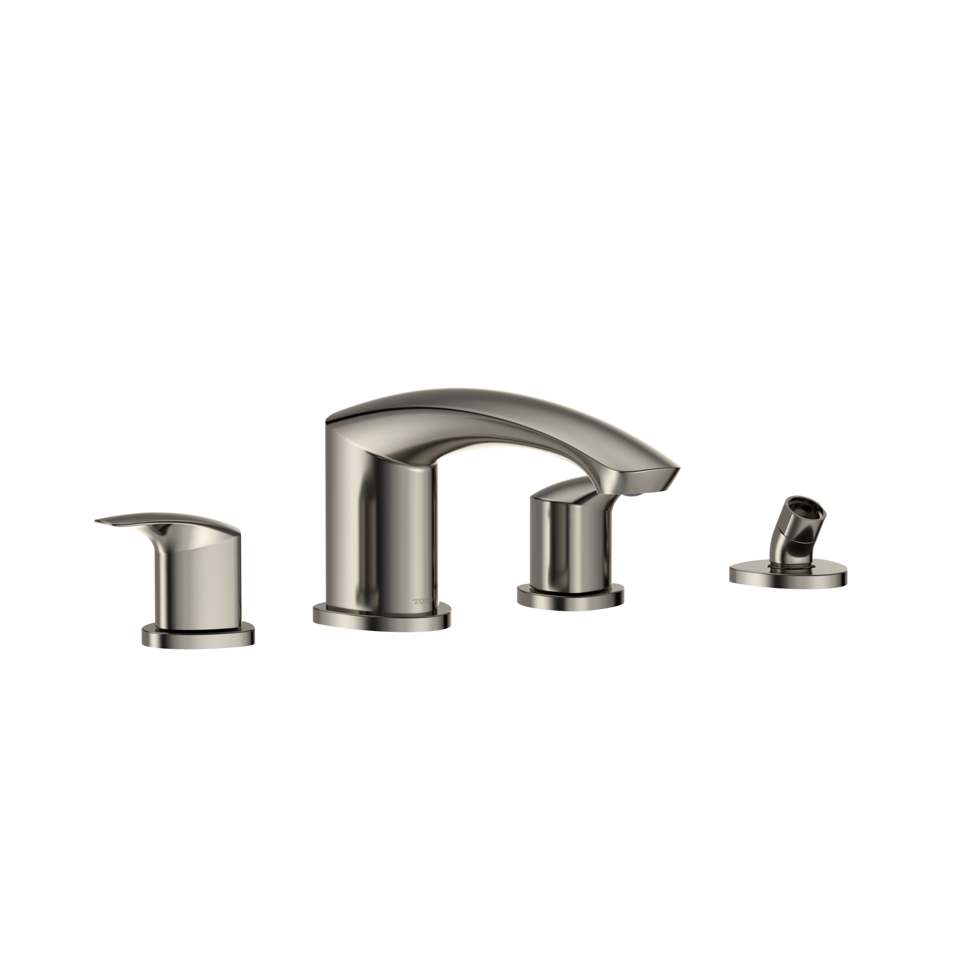 TOTO® GM Two-Handle Deck-Mount Roman Tub Filler Trim with Handshower, Polished Nickel - TBG09202U#PN