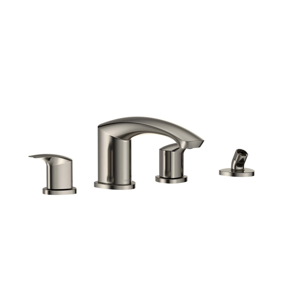 TOTO® GM Two-Handle Deck-Mount Roman Tub Filler Trim with Handshower, Polished Nickel - TBG09202U#PN