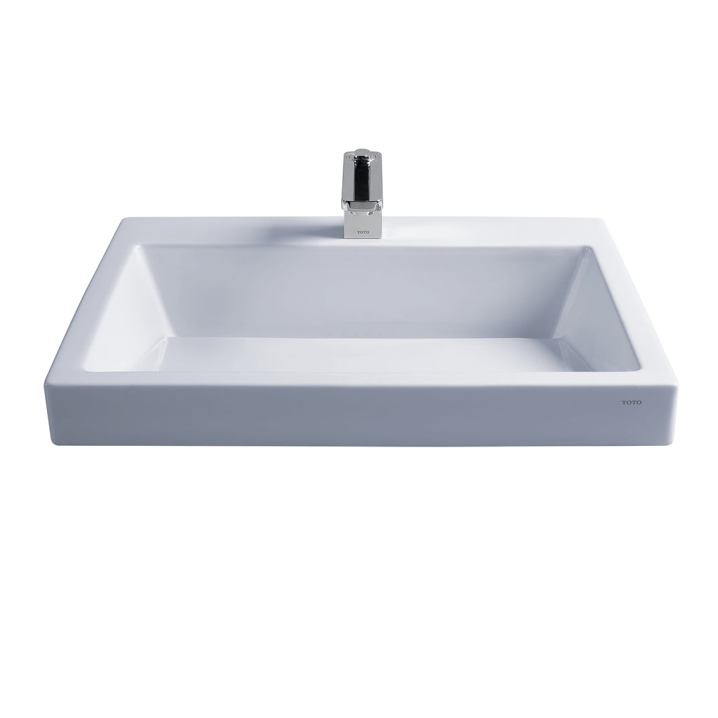 TOTO® Kiwami® Renesse® Design I Rectangular Fireclay Vessel Bathroom Sink with CeFiONtect™ for 8 Inch Faucets, Cotton White - LT171.8G#01