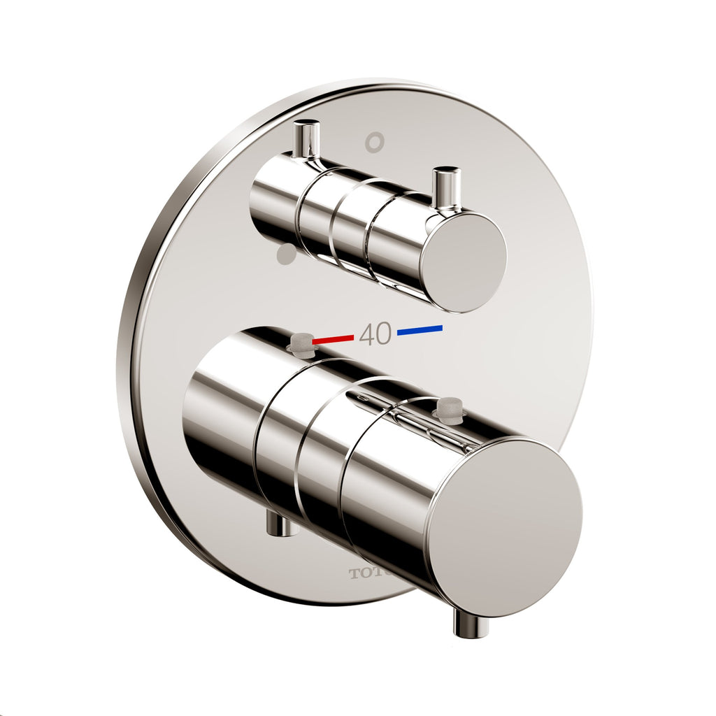 TOTO® Round Thermostatic Mixing Valve with Volume Control Shower Trim, Polished Nickel - TBV01407U#PN