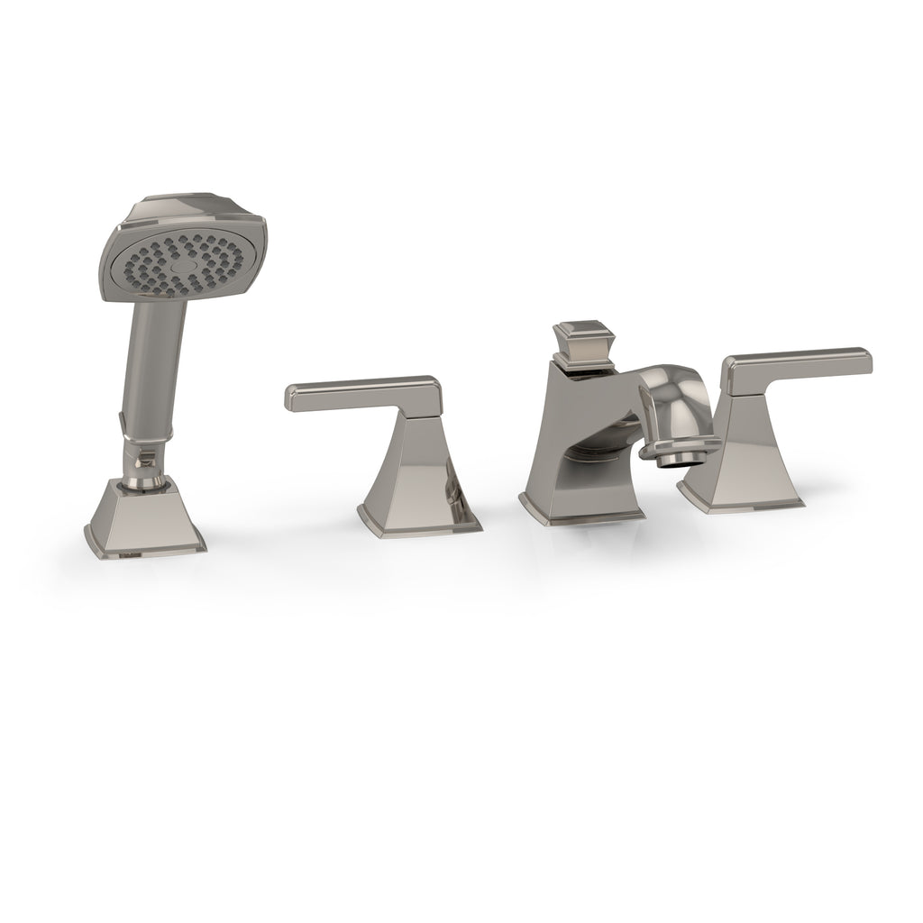 TOTO® Connelly® Two Handle Deck-Mount Roman Tub Filler Trim with Hand Shower, Polished Nickel - TB221S#PN