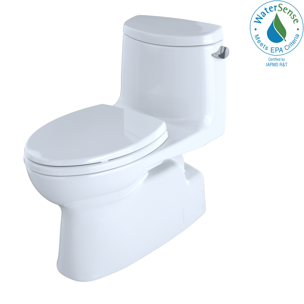 TOTO® Carlyle® II One-Piece Elongated 1.28 GPF Universal Height Skirted Toilet with Right-Hand Lever and CeFiONtect™, Cotton White - MS614114CEFRG#01
