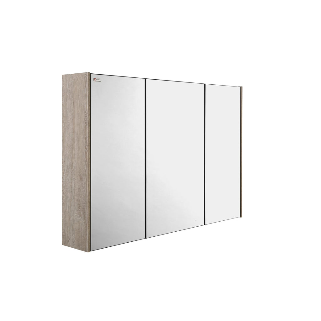 40" Medicine Cabinet Bathroom Vanity Mirror, Wall Mount, 3 Doors, Nature, Serie Fine by VALENZUELA