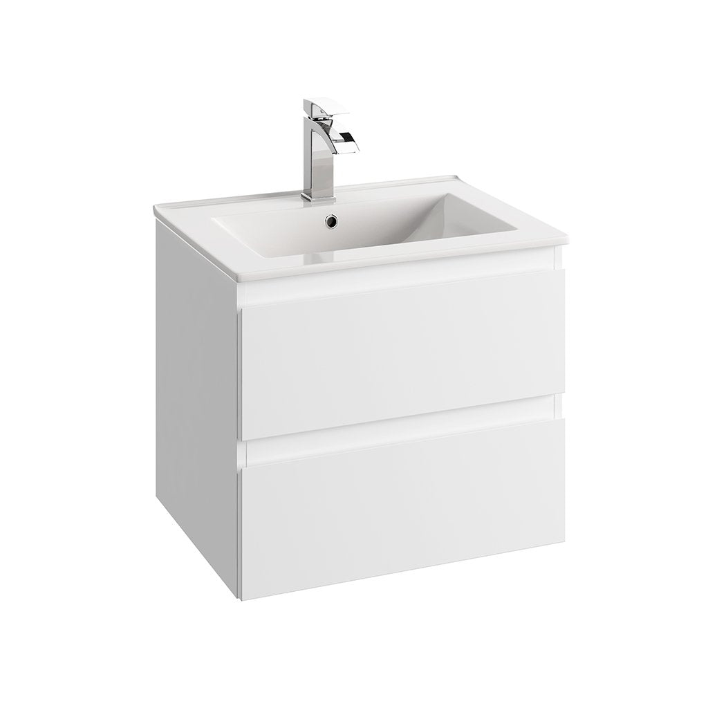 DAX Hibiscus single vanity cabinet 24" matte white with Plan basin (DAX-HIB012411-PLN)