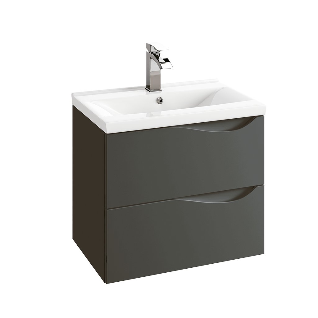 DAX Morea single vanity cabinet 24" matte graphite with Olex basin (DAX-MOR012418-OLEX)