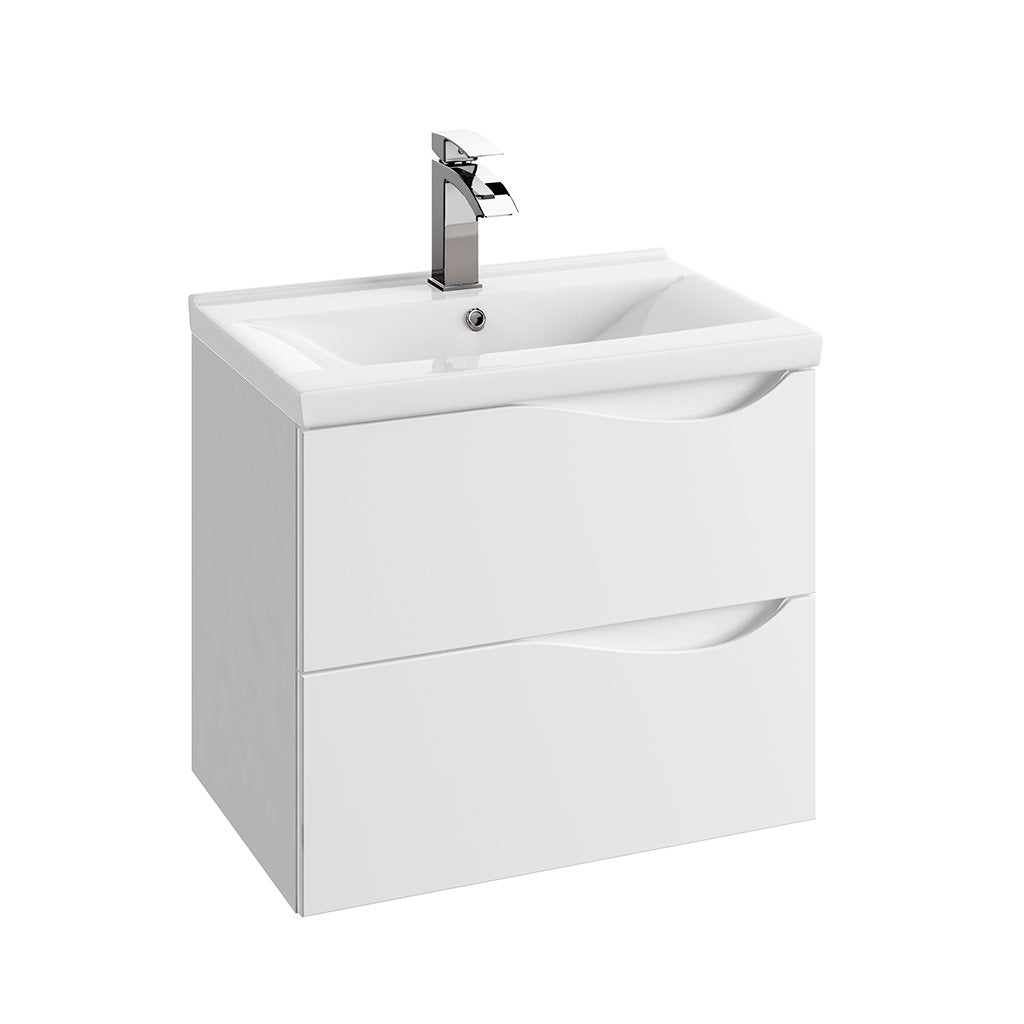 DAX Morea single vanity cabinet 24" matte white with Olex basin (DAX-MOR012411-OLEX)