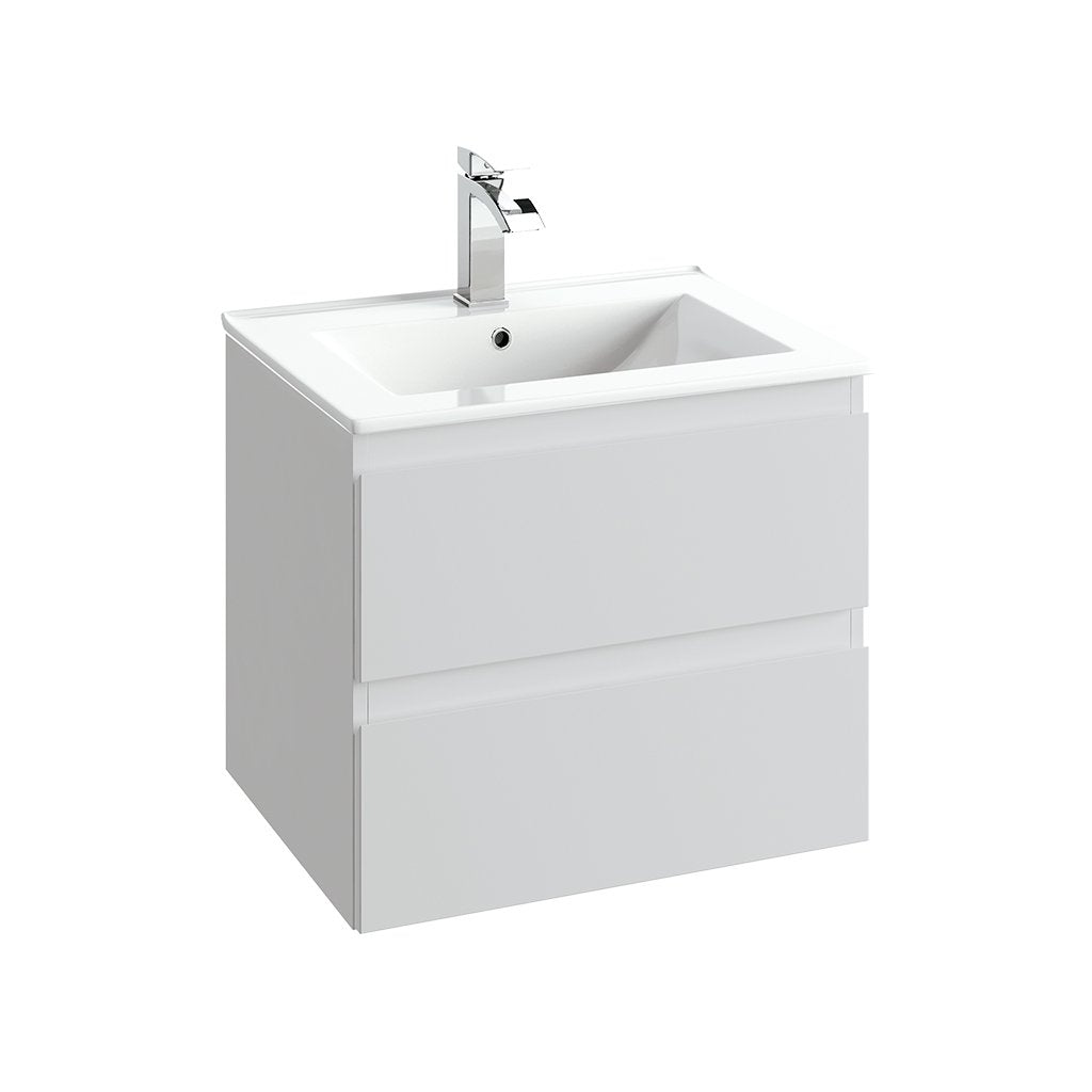 DAX Hibiscus single vanity cabinet 24" matte cool grey with Plan basin (DAX-HIB012416-PLN)