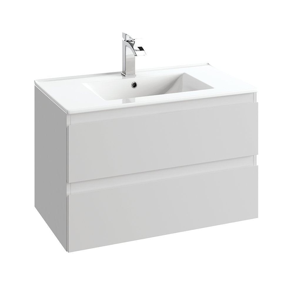 DAX Hibiscus single vanity cabinet 32" matte cool grey with Plan basin (DAX-HIB013216-PLN)