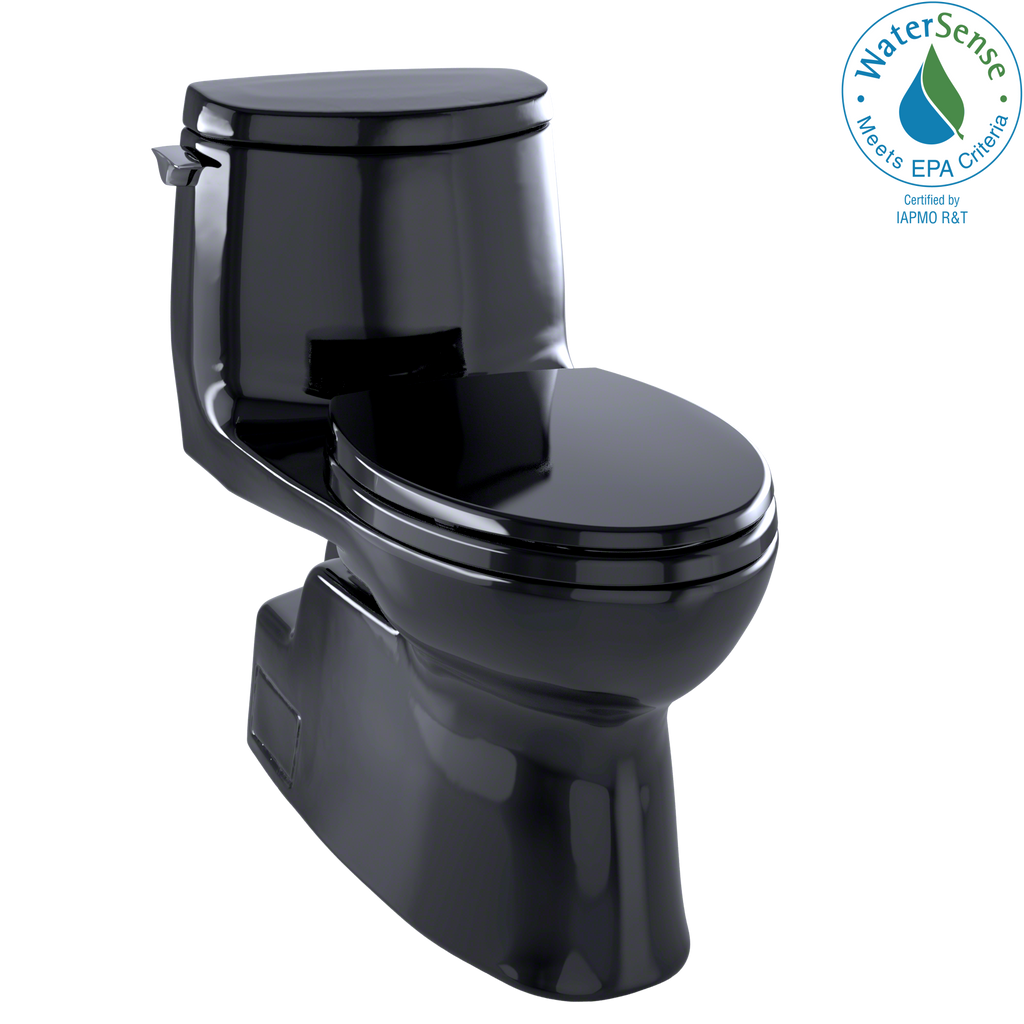 TOTO® Carlyle® II 1G® One-Piece Elongated 1.0 GPF Universal Height Skirted Toilet, Ebony Black - MS614114CUF#51