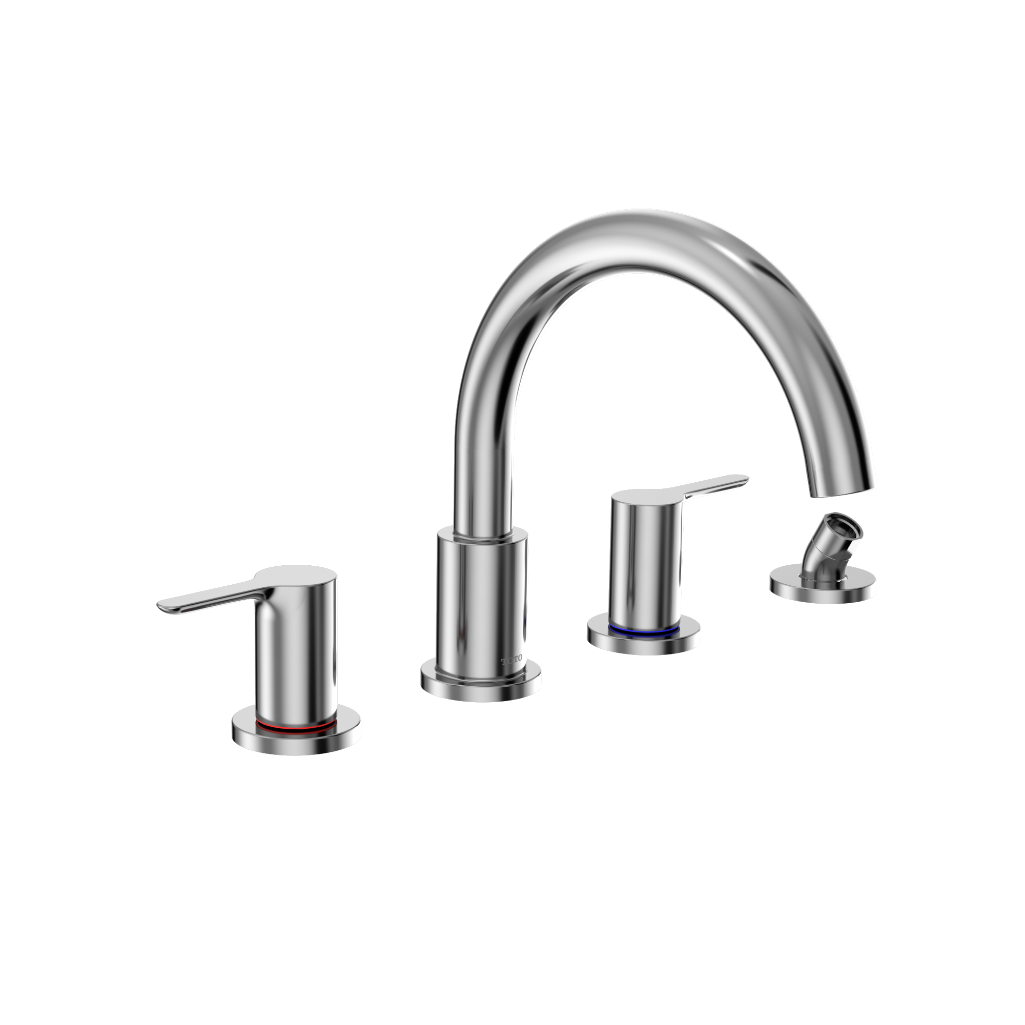 TOTO® LB Two-Handle Deck-Mount Roman Tub Filler Trim with Handshower, Polished Chrome - TBS01202U#CP