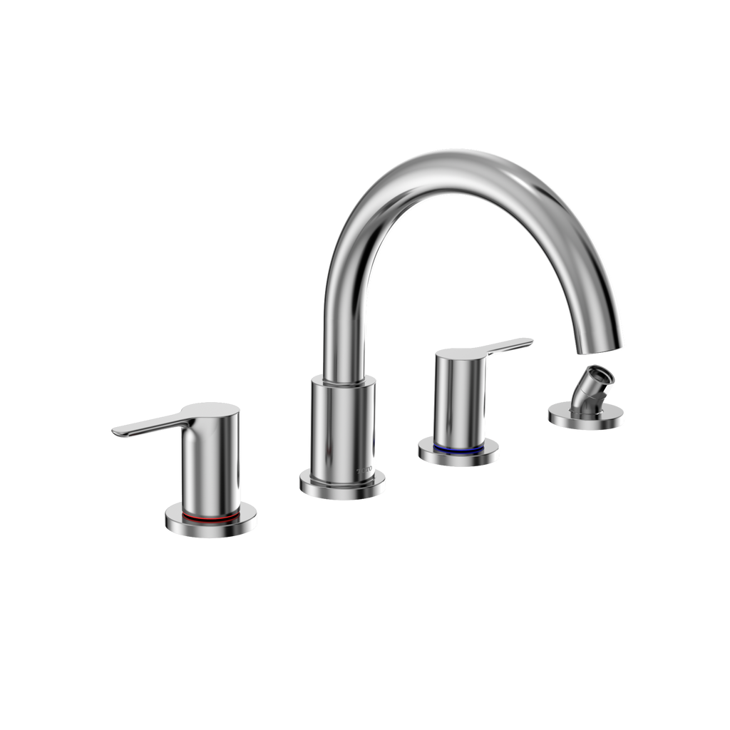 TOTO® LB Two-Handle Deck-Mount Roman Tub Filler Trim with Handshower, Polished Chrome - TBS01202U#CP