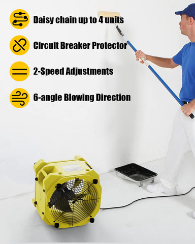 AlorAir®Zeus Extreme axial fan high-velocity air mover 3000CFM with hour meter,variable speed,circuit breaker protection