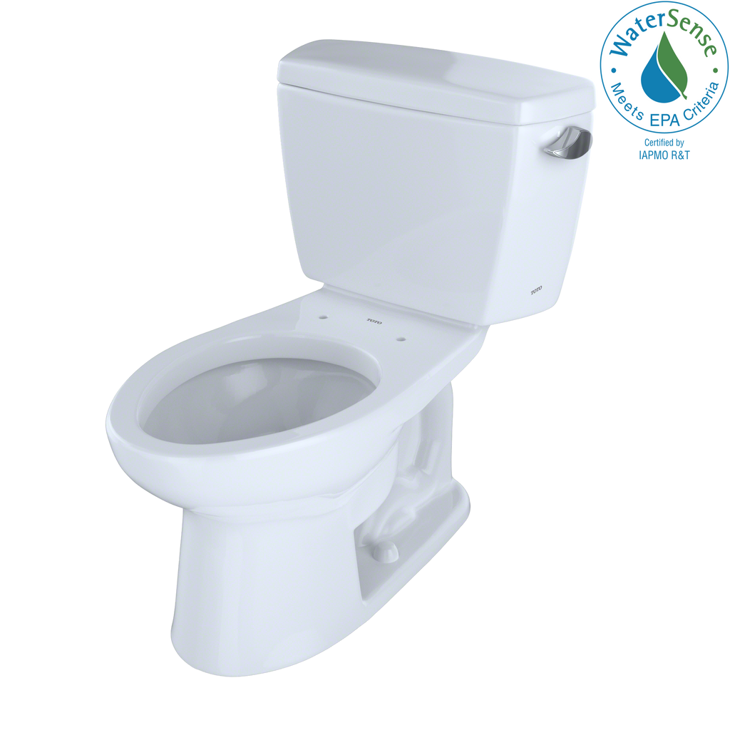 TOTO® Eco Drake® Two-Piece Elongated 1.28 GPF Universal Height Toilet for 10 Inch  Rough-In with Right-Hand Trip Lever, Cotton White - CST744EFR.10#01