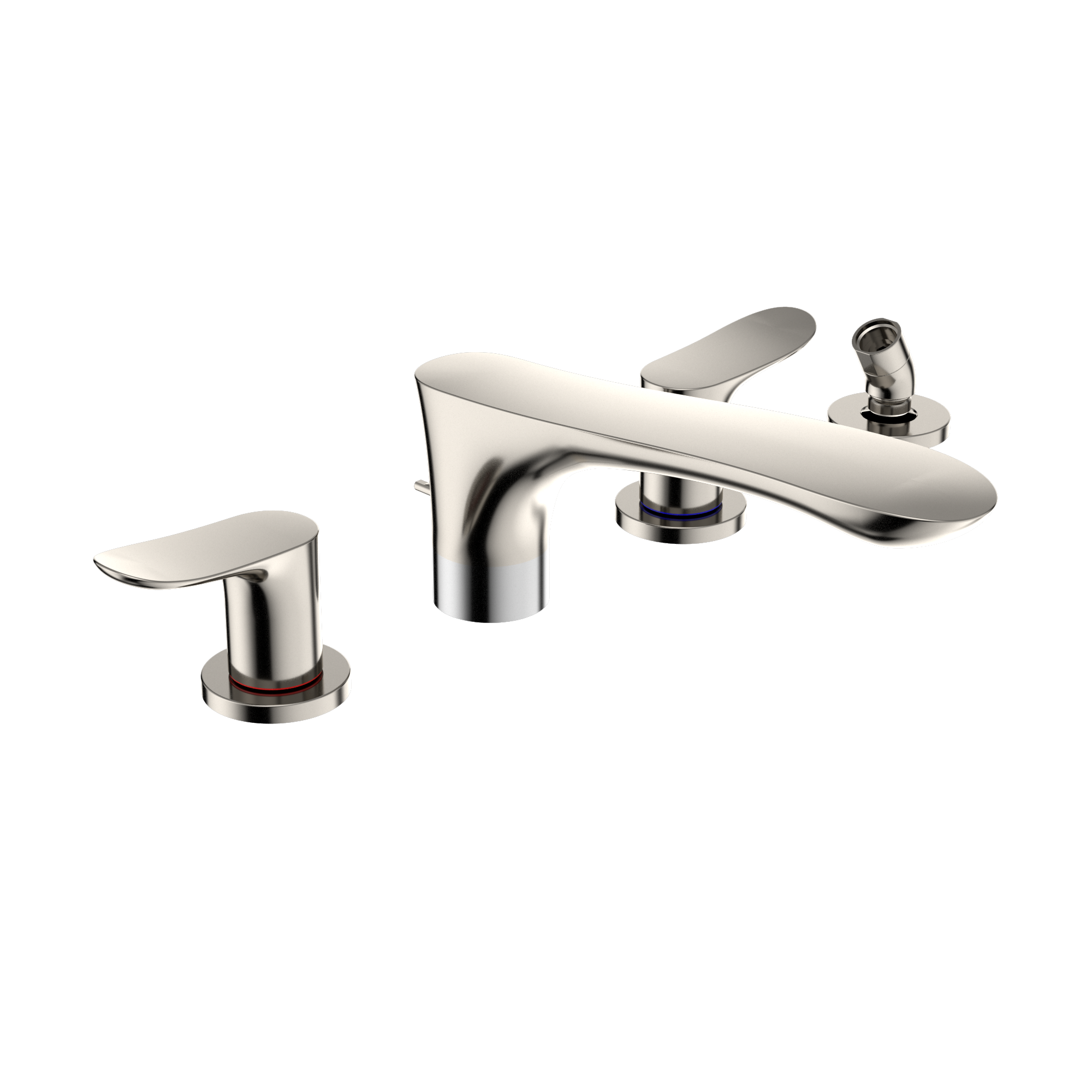 TOTO® GO Two-Handle Deck-Mount Roman Tub Filler Trim with Handshower, Polished Nickel - TBG01202U#PN