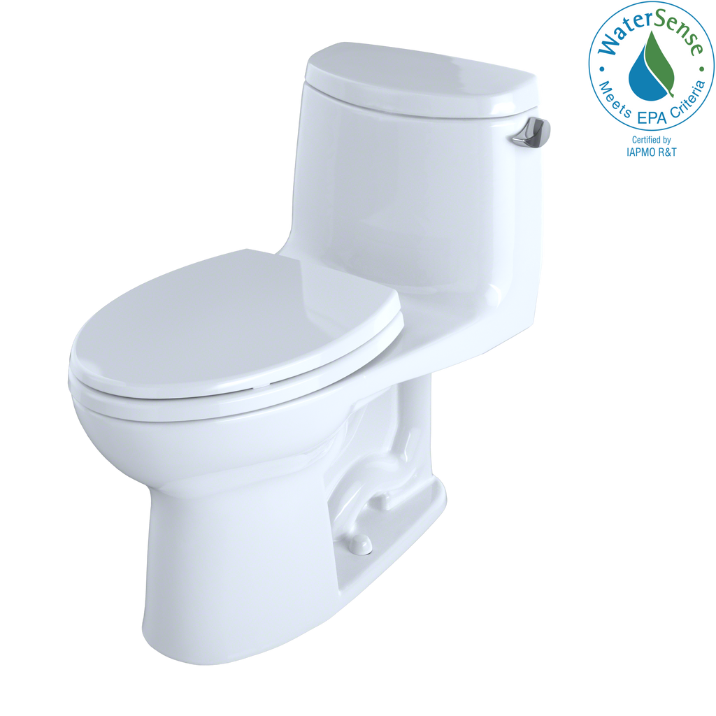 TOTO® UltraMax® II One-Piece Elongated 1.28 GPF Universal Height Toilet with Right-Hand Lever and CeFiONtect™, Cotton White - MS604114CEFRG#01