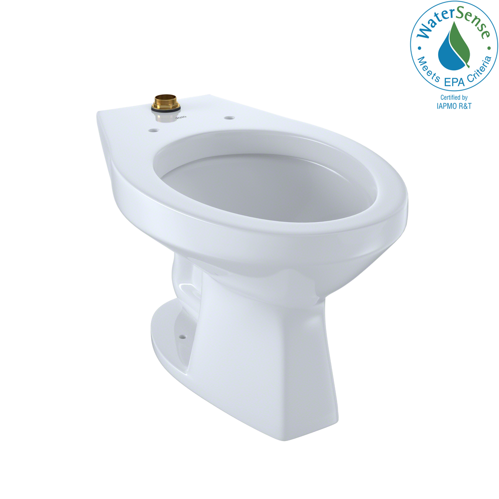 TOTO® Elongated Floor-Mounted Flushometer Toilet Bowl with Top Spud and CeFiONtect, Cotton White - CT705UNG#01