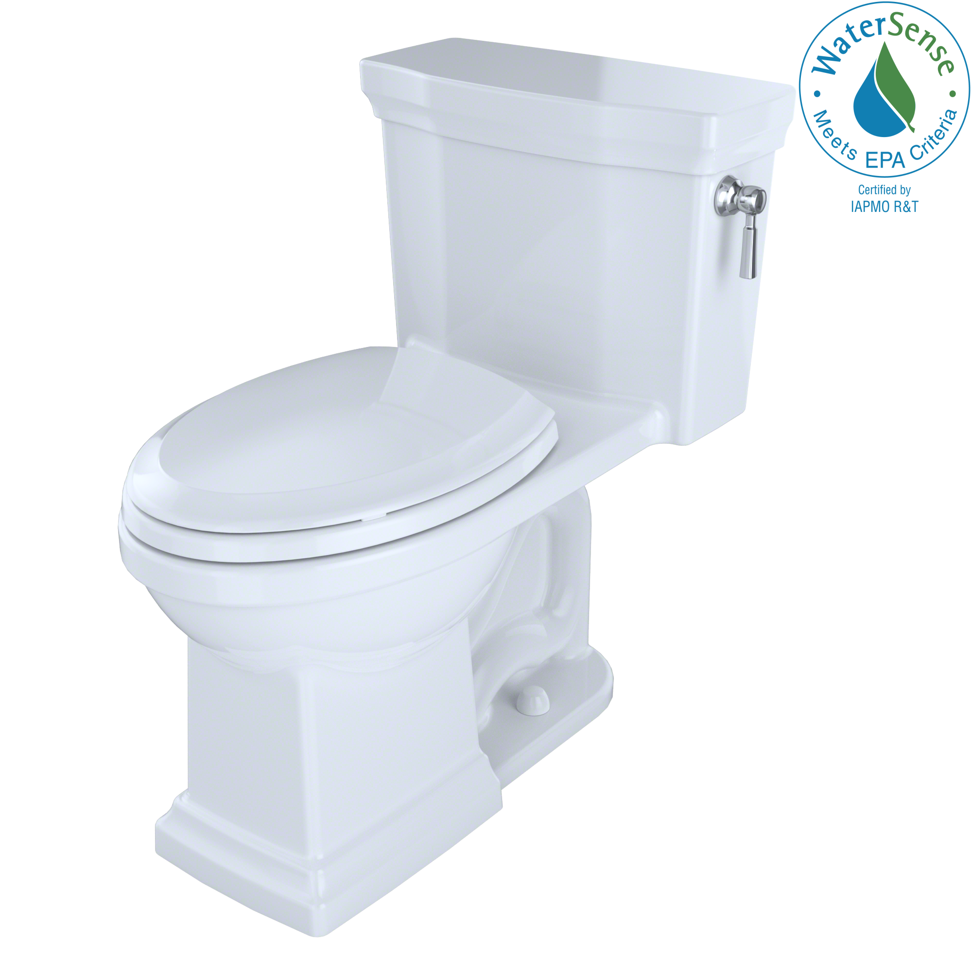 TOTO® Promenade® II One-Piece Elongated 1.28 GPF Universal Height Toilet with CeFiONtect™ and Right-Hand Trip Lever, Cotton White - MS814224CEFRG#01