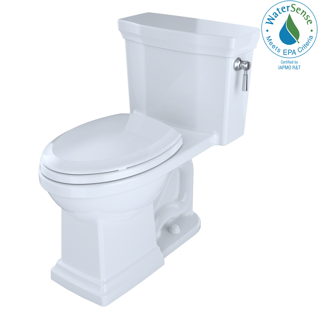 TOTO® Promenade® II One-Piece Elongated 1.28 GPF Universal Height Toilet with CeFiONtect™ and Right-Hand Trip Lever, Cotton White - MS814224CEFRG#01