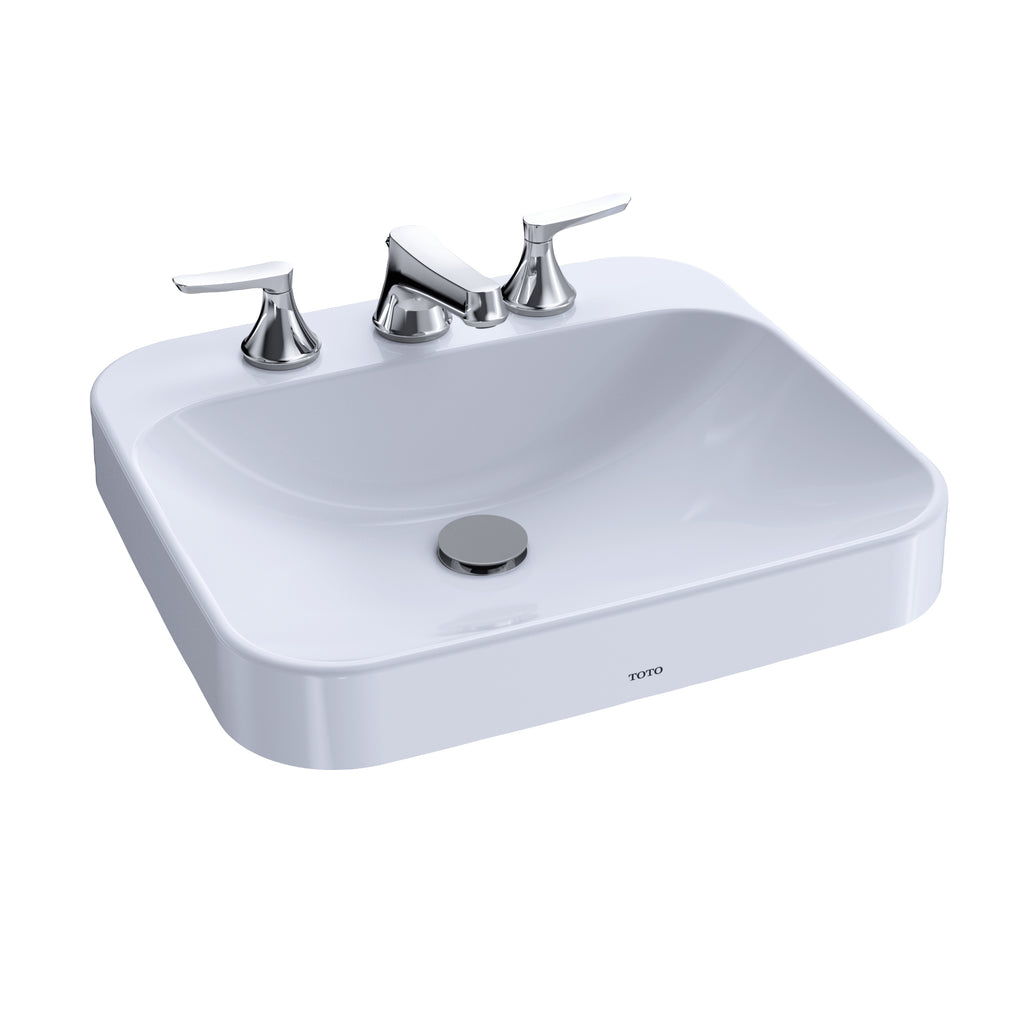 TOTO® Arvina™ Rectangular 20" Vessel Bathroom Sink with CeFiONtect™ for 4 Inch Center Faucets, Cotton White - LT415G.4#01