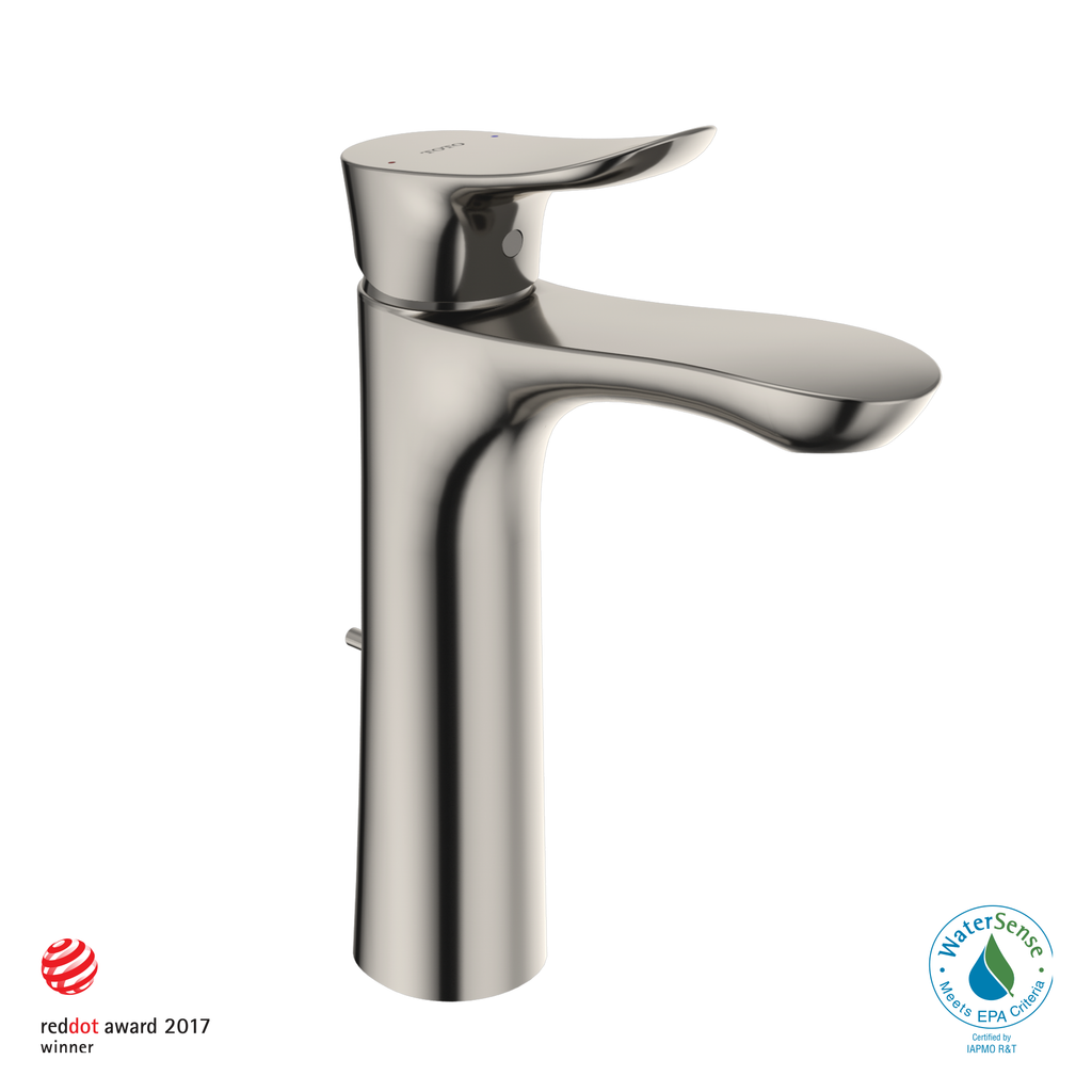 TOTO® GO 1.2 GPM Single Handle Semi-Vessel Bathroom Sink Faucet with COMFORT GLIDE™ Technology, Polished Nickel - TLG01304U#PN
