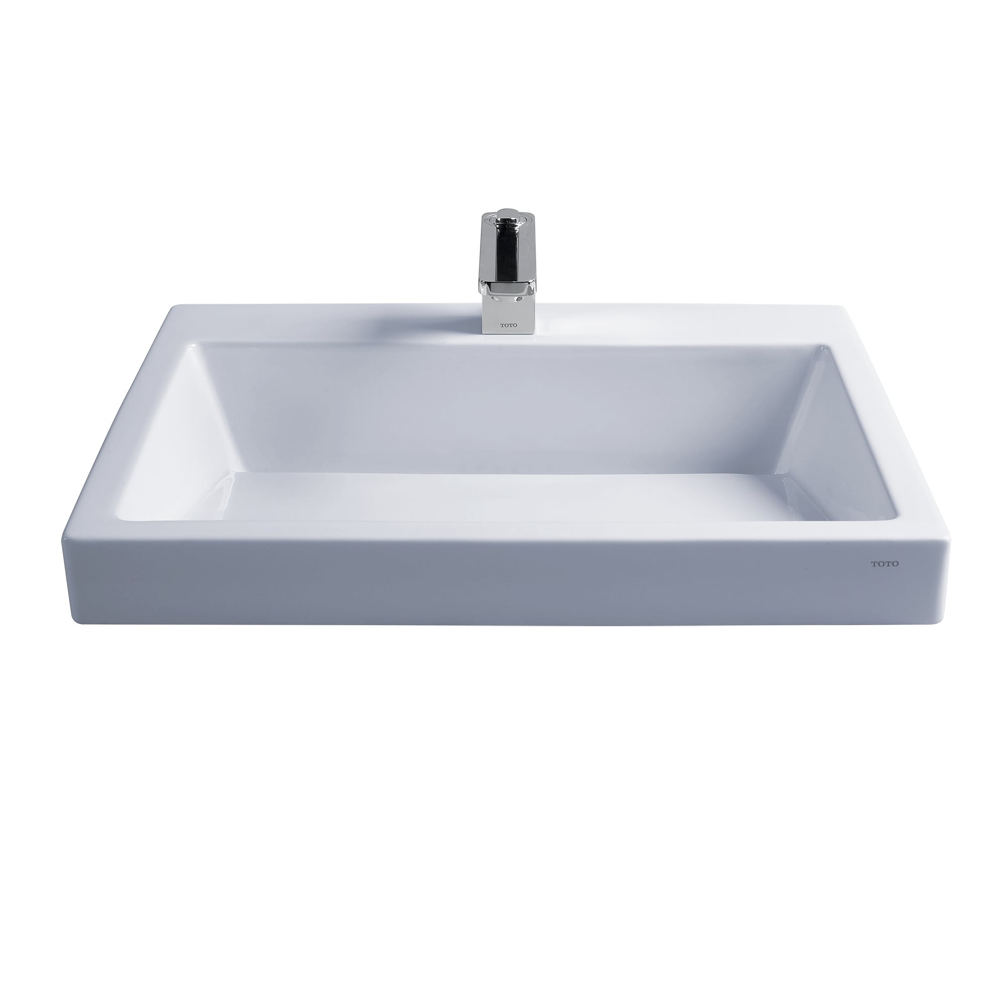 TOTO® Kiwami® Renesse® Design I Rectangular Fireclay Vessel Bathroom Sink with CeFiONtect™ for Single Hole Faucets, Cotton White - LT171G#01