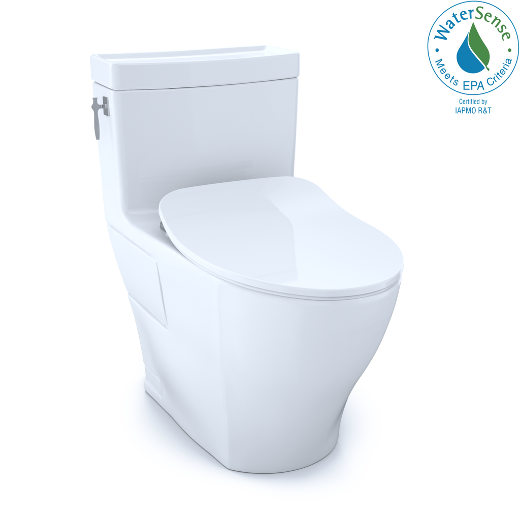 TOTO® Aimes® One-Piece Elongated 1.28 GPF Toilet with CEFIONTECT® and SoftClose® Seat, WASHLET®+ Ready, Cotton White - MS626234CEFG#01
