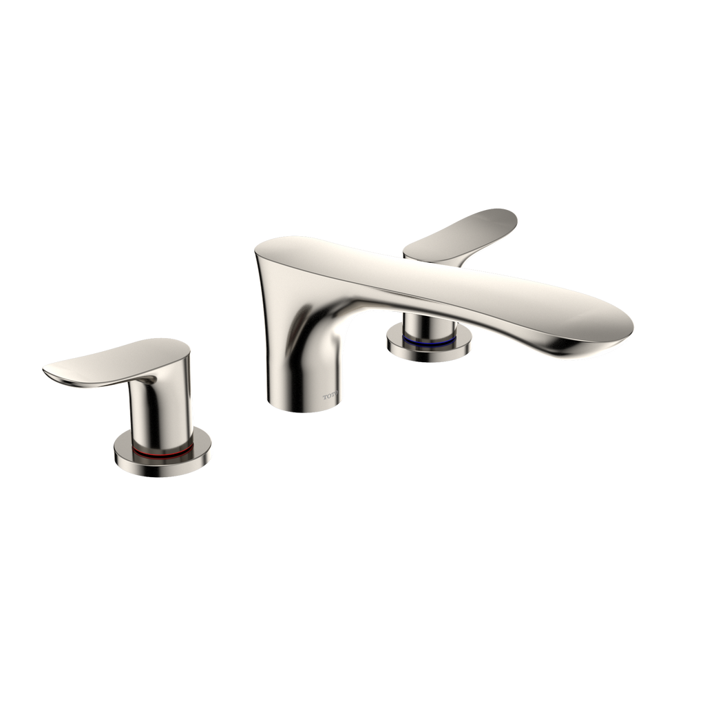 TOTO® GO Two-Handle Deck-Mount Roman Tub Filler Trim, Polished Nickel - TBG01201U#PN