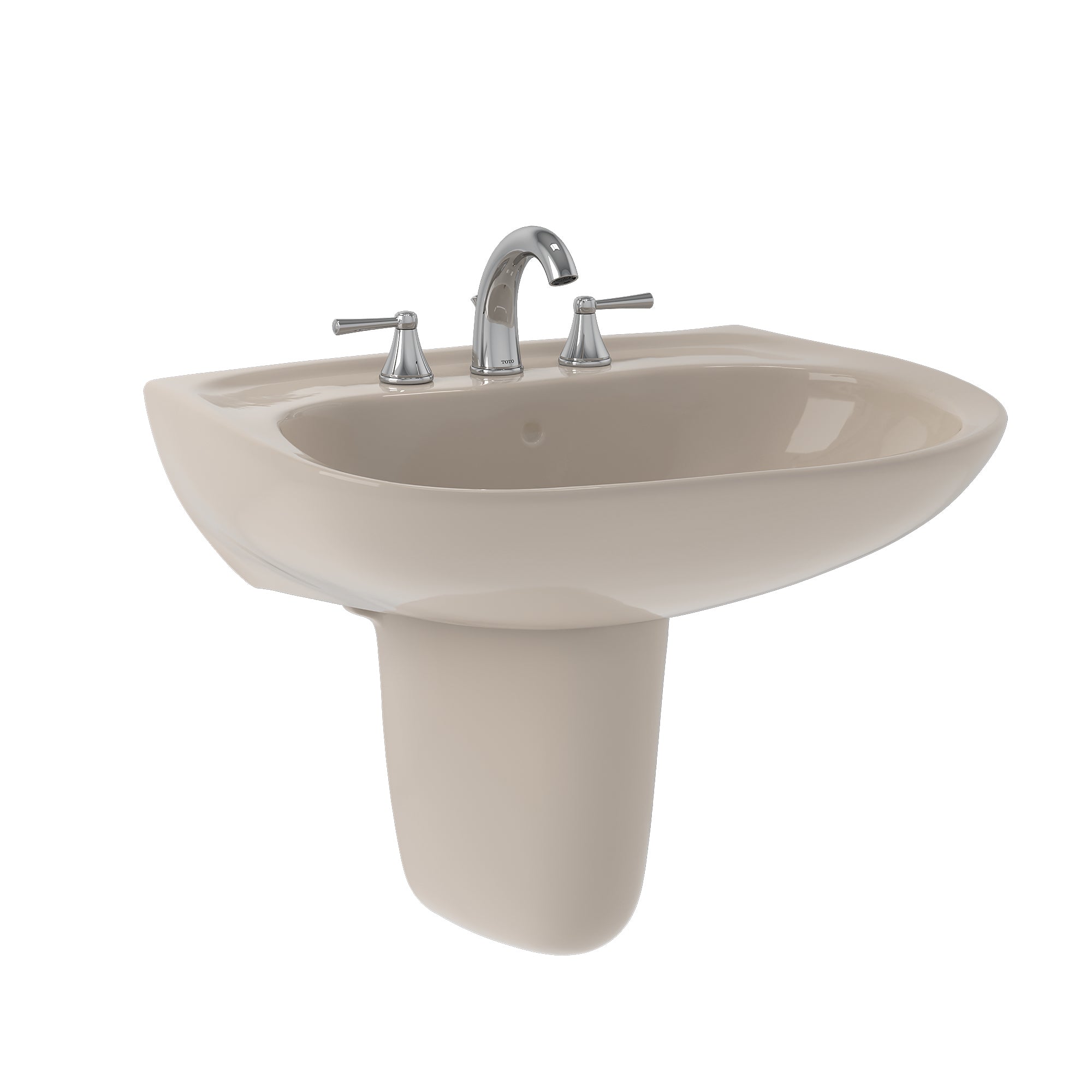 TOTO® Prominence® Oval Wall-Mount Bathroom Sink with CeFiONtect™ and Shroud for 8 Inch Center Faucets, Bone - LHT242.8G#03