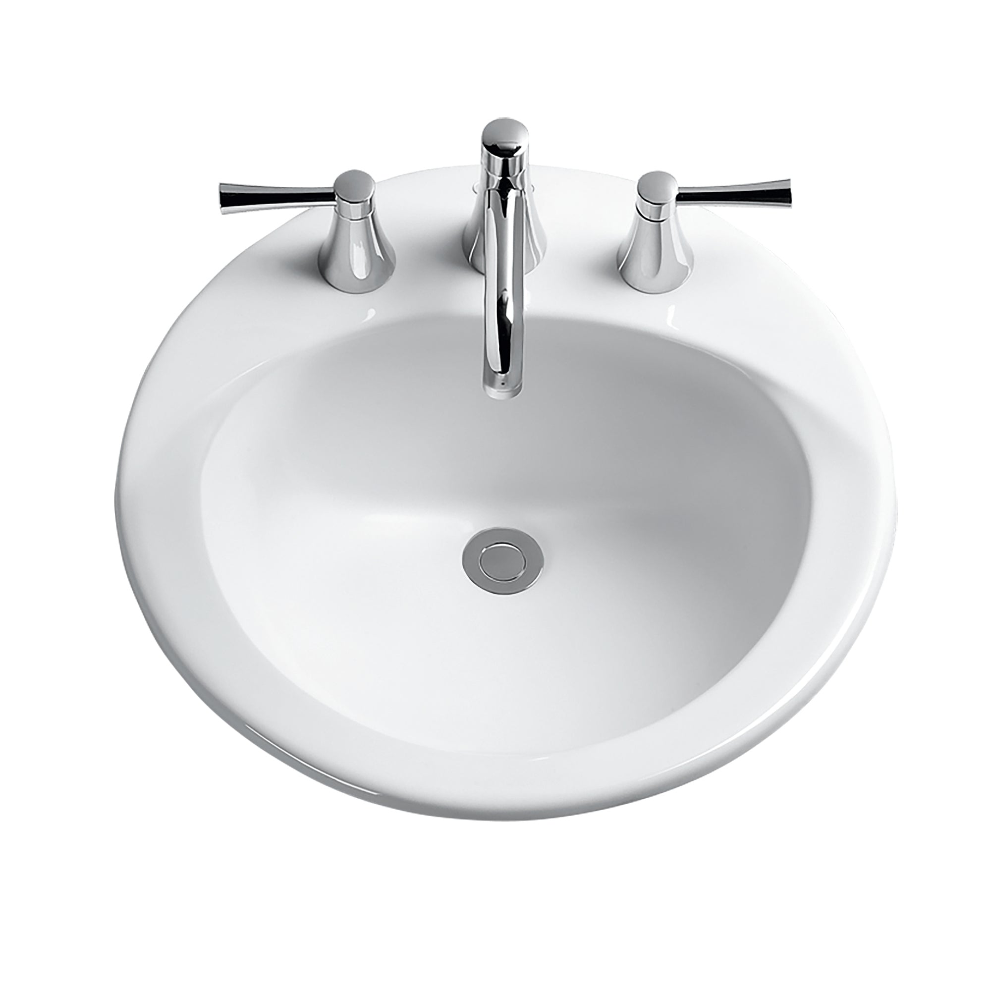 TOTO® Ultimate® Round Self-Rimming Drop-In Bathroom Sink with CeFiONtect™ for 8 Inch Center Faucets, Cotton White - LT512.8G#01