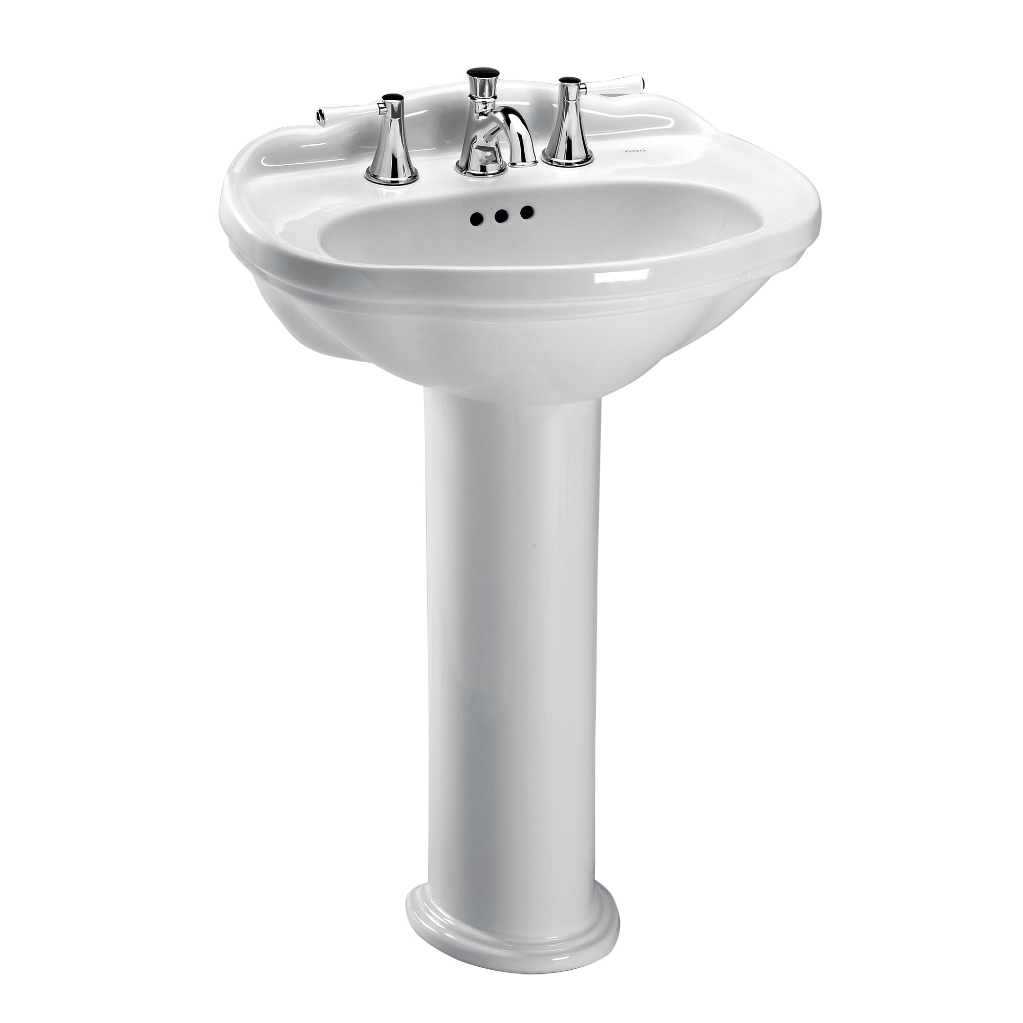 TOTO® Whitney® Oval Pedestal Bathroom Sink for 4 Inch Center Faucets, Cotton White - LPT754.4#01