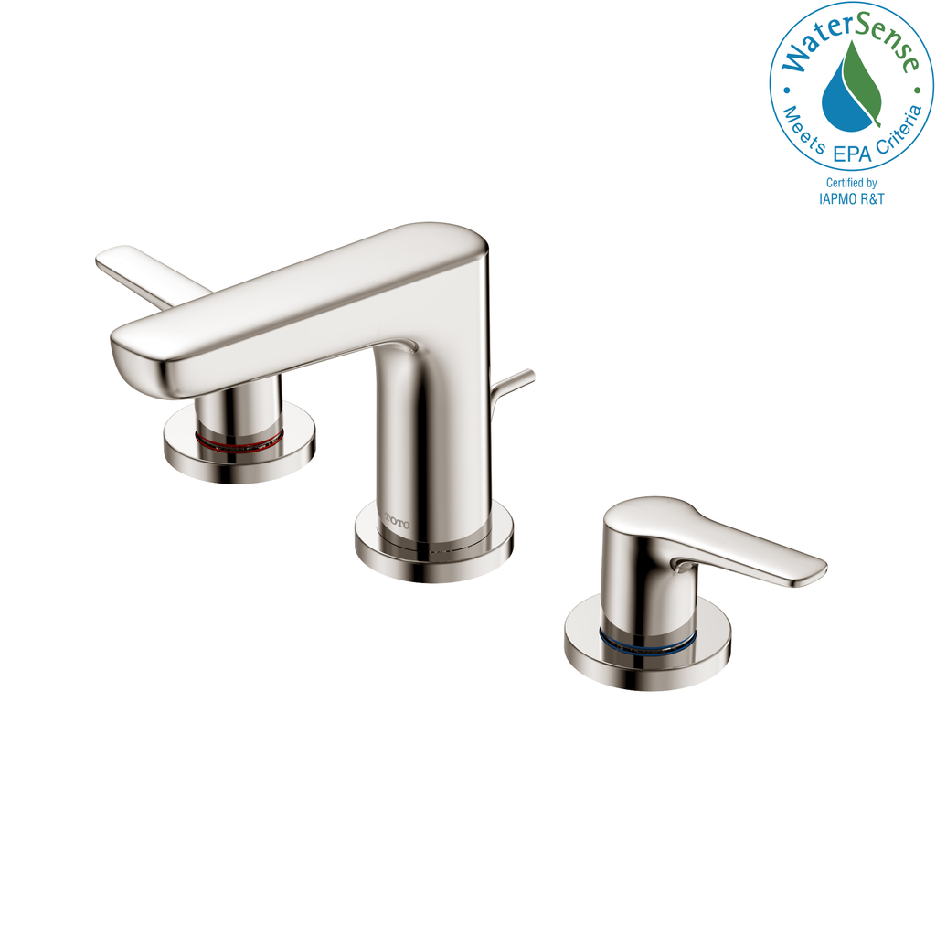 TOTO® GS 1.2 GPM Two Handle Widespread Bathroom Sink Faucet, Polished Nickel - TLG03201U#PN