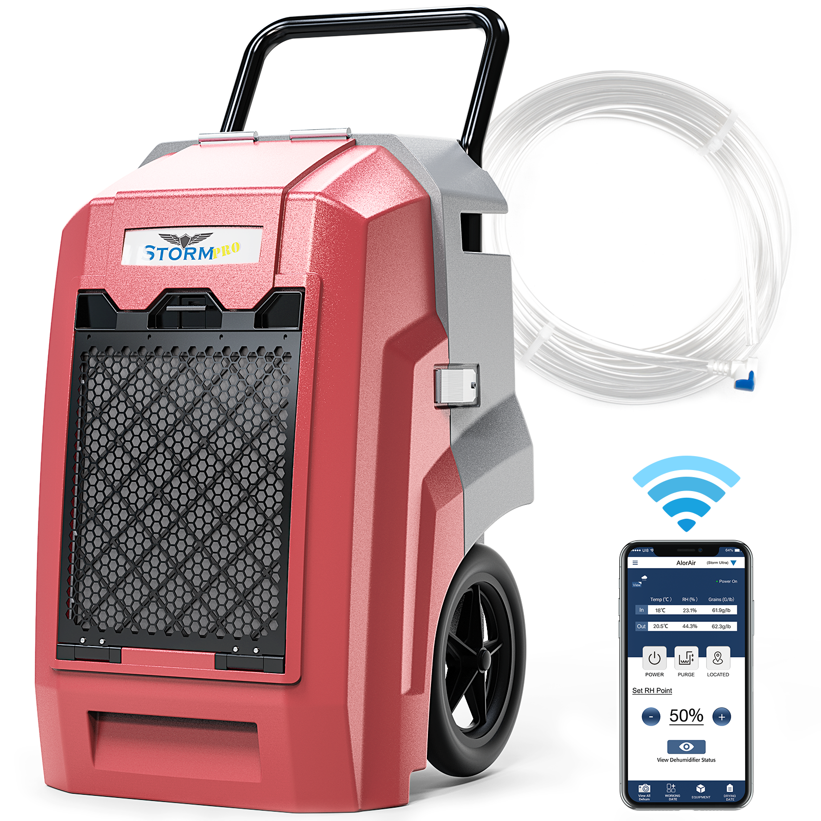 AlorAir Storm Pro Smart WiFi Dehumidifier, 85 PPD Commercial Dehumidifier with Pump, cETL listed, LCD Display, Auto Shut Off, 5 Years Warranty, Industrial dehumidifier for Disaster Restoration