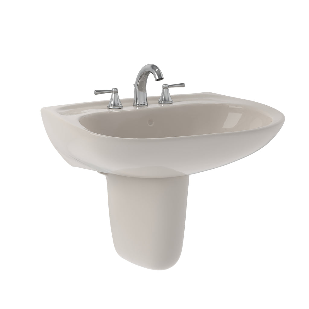 TOTO® Prominence® Oval Wall-Mount Bathroom Sink with CeFiONtect™ and Shroud for 8 Inch Center Faucets, Sedona Beige - LHT242.8G#12